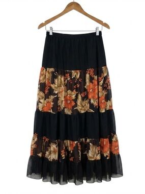 Vintage midi skirt sheer floral flowy lightweight WhimsyGoth handmade small